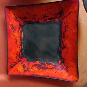 Vintage Modernistic Enamel Covered Square Copper Dish-sign